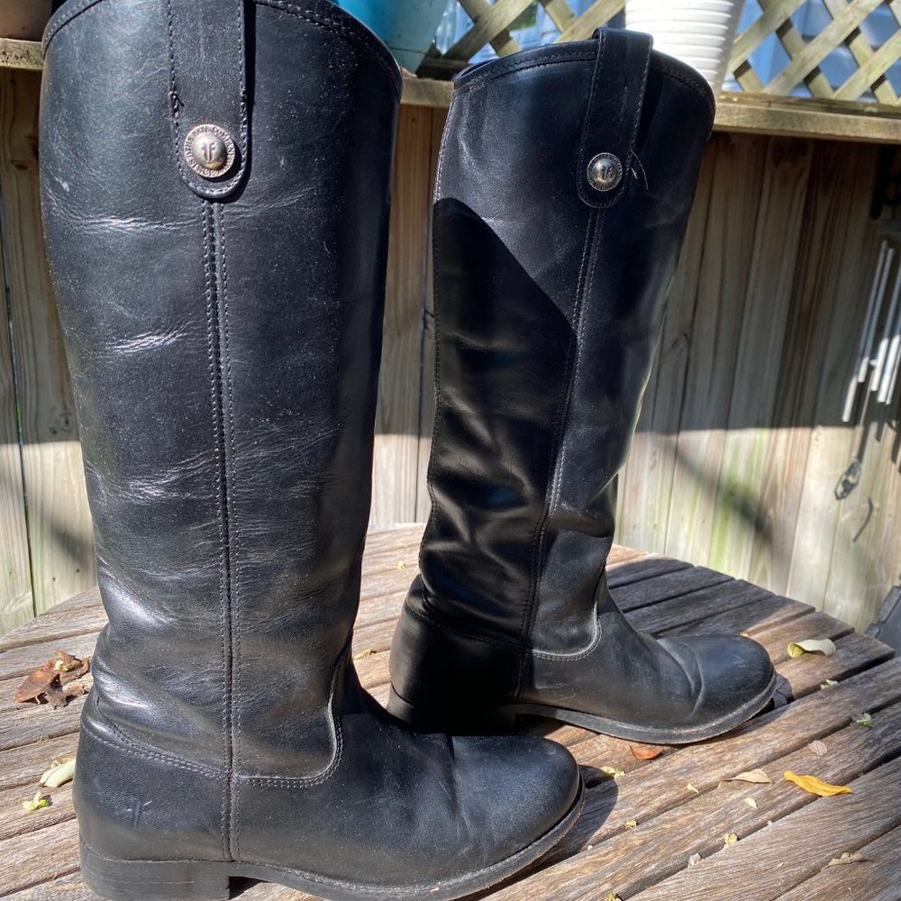 Frye Melissa Button Black Leather Boots